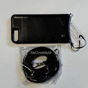 BANDOLIER Black Leather iPhone Case Wallet 8+, 7+, 6+ plus Strap NEW SET! Unisex